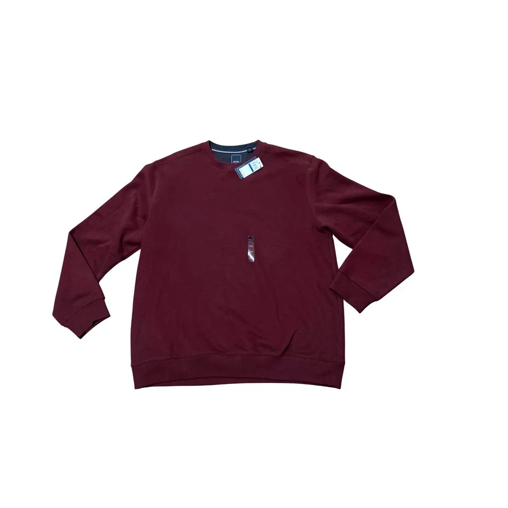 Arrow Men's Long Sleeve Dark‎ Burgundy Crewneck Pullover Sweatshirt Size XL